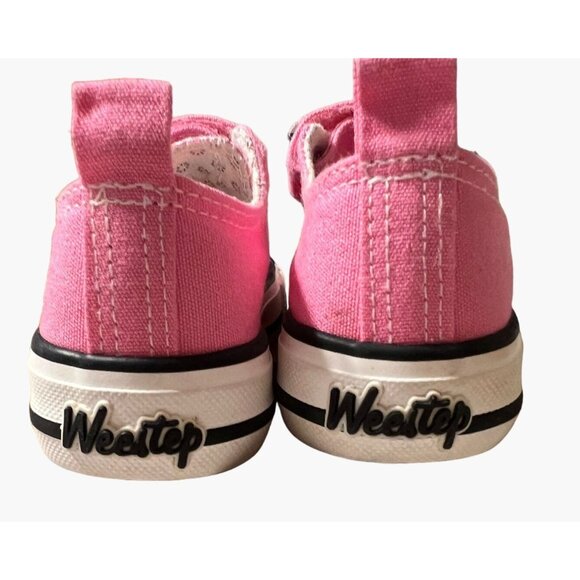 Weestep Pink Sneakers Girls Size 7 Converse Style Slip On Velcro Closure New in - Picture 6 of 8